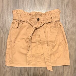 Garage Beige Paperbag Mini Skirt